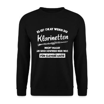 Klarinette Musiker Blasmusik Kapelle Klarinettist - Unisex Pullover - Schwarz - Vorne - Alina (178cm) & Michal (187cm)