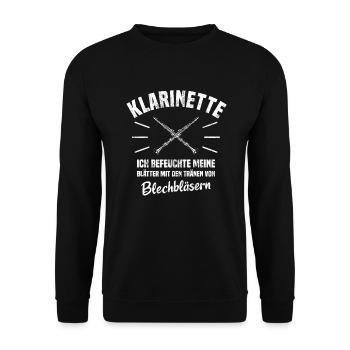 Klarinettenspieler Geschenk Klarinettist Klarinett - Unisex Pullover - Schwarz - Vorne - Alina (178cm) & Michal (187cm)