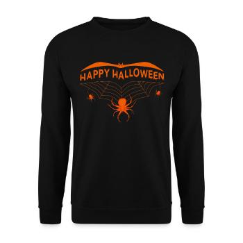 Halloween Fledermaus Happy Halloween - Unisex Pullover - Schwarz - Vorne - Alina (178cm) & Michal (187cm)
