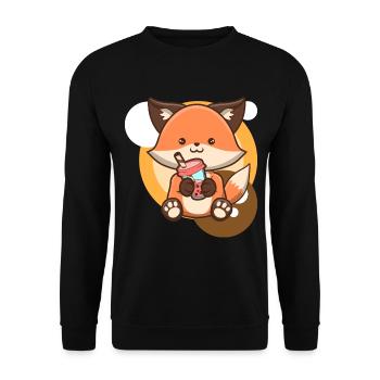 Fox and Bubble Tea - Unisex Sweatshirt - black - Front - Alina (178cm) & Michal (187cm)