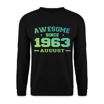 1963 August Year Birth Birthday August 1963 - Unisex Sweatshirt - black - Front - Alina (178cm) & Michal (187cm)