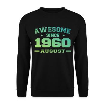 1960 Août Année Naissance Anniversaire Août 1960 - Sweat-shirt Unisexe - noir - Devant - Alina (178cm) & Michal (187cm)