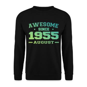 1955 August Year Birth Birthday August 1955 - Unisex Sweatshirt - black - Front - Alina (178cm) & Michal (187cm)
