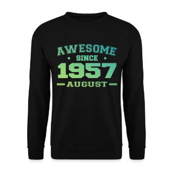 1957 Août Année Naissance Anniversaire Août 1957 - Sweat-shirt Unisexe - noir - Devant - Alina (178cm) & Michal (187cm)