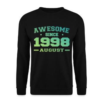 1998 Août Année Naissance Anniversaire Août 1998 - Sweat-shirt Unisexe - noir - Devant - Alina (178cm) & Michal (187cm)
