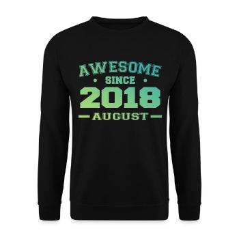 2018 Août Année Naissance Anniversaire Août 2018 - Sweat-shirt Unisexe - noir - Devant - Alina (178cm) & Michal (187cm)