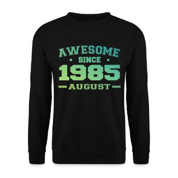 1985 Août Année Naissance Anniversaire Août 1985 - Sweat-shirt Unisexe - noir - Devant - Alina (178cm) & Michal (187cm)