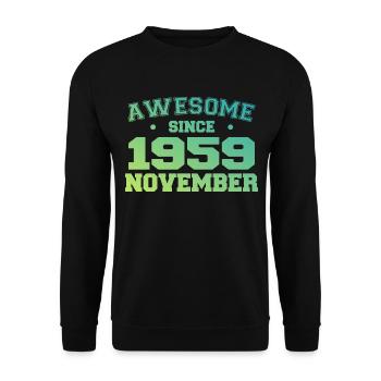 Jahrgang November 1959 Geburtstagsgeschenk November 1959 - Unisex Pullover - Schwarz - Vorne - Alina (178cm) & Michal (187cm)