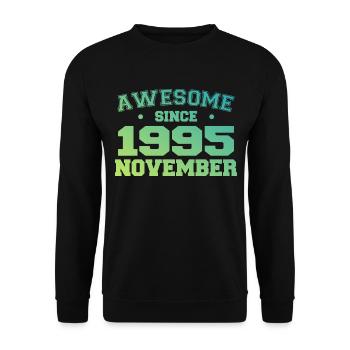 Born November 1995 Birthday Gift November 1995 - Unisex Sweatshirt - black - Front - Alina (178cm) & Michal (187cm)
