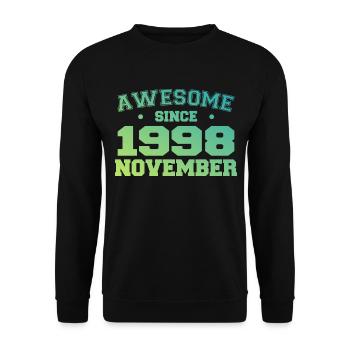 Né Novembre 1998 Cadeau Anniversaire Novembre 1998 - Sweat-shirt Unisexe - noir - Devant - Alina (178cm) & Michal (187cm)