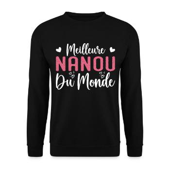 Nanou Geschenk Bestes Nanou der Welt - Unisex Pullover - Schwarz - Vorne - Alina (178cm) & Michal (187cm)