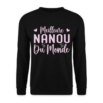 Nanou Geschenk Bestes Nanou der Welt - Unisex Pullover - Schwarz - Vorne - Alina (178cm) & Michal (187cm)