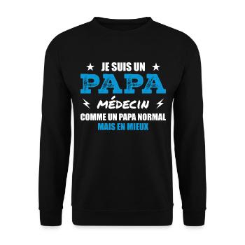 papa médecin - cadeau fête des pères - Sweat-shirt Unisexe - noir - Devant - Alina (178cm) & Michal (187cm)