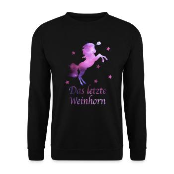 Weinhorn Weinliebhaber Wein Trinker Rotwein Fans - Unisex Pullover - Schwarz - Vorne - Alina (178cm) & Michal (187cm)
