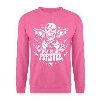 45 Totenkopf Skull Born to live forever Gitarren - Unisex Pullover - Pink - Vorne