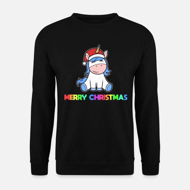 Weihnachtseinhorn Weihnachten Einhorn - Unisex Pullover - Schwarz