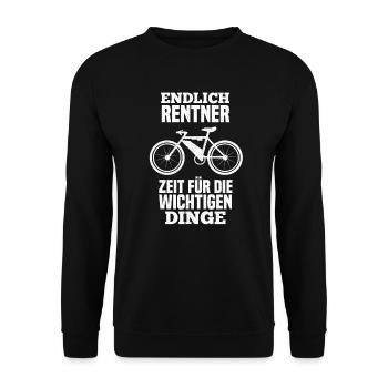 Endlich Rentner Ruhestand Pensionierung - Unisex Pullover - Schwarz - Vorne - Alina (178cm) & Michal (187cm)