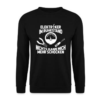 Elektriker Ruhestand Renteneintritt - Unisex Pullover - Schwarz - Vorne - Alina (178cm) & Michal (187cm)