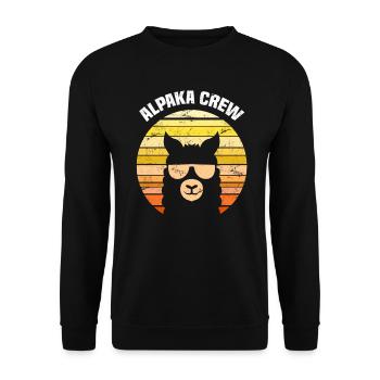 Retro Alpaka Sonnebrille Alpaka Crew - Unisex Pullover - Schwarz - Vorne - Alina (178cm) & Michal (187cm)