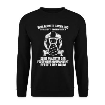 Feuerwehrmann Feuerwehr Feuerwehrkommandant - Unisex Pullover - Schwarz - Vorne - Alina (178cm) & Michal (187cm)