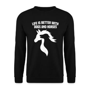 Dog Horses Say Dog Lover & Rider - Unisex Sweatshirt - black - Front - Alina (178cm) & Michal (187cm)