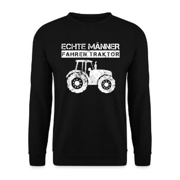 Echte Männer fahren Traktor Landwirtschaft - Unisex Pullover - Schwarz - Vorne - Alina (178cm) & Michal (187cm)