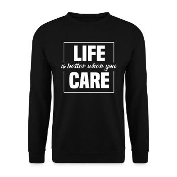 Pflege Betreuer Pfleger - Unisex Pullover - Schwarz - Vorne - Alina (178cm) & Michal (187cm)
