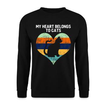 Cat amoureux de chat de la Saint-Valentin - Sweat-shirt Unisexe - noir - Devant - Alina (178cm) & Michal (187cm)