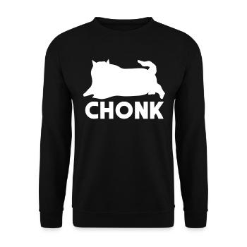 Chonk Dicke Katze - Unisex Pullover - Schwarz - Vorne - Alina (178cm) & Michal (187cm)