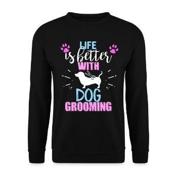 La vie est meilleure avec le toilettage des chiens - Sweat-shirt Unisexe - noir - Devant - Alina (178cm) & Michal (187cm)