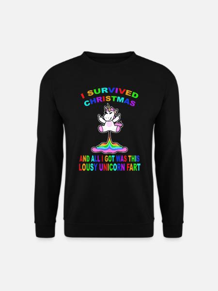 Furzendes Einhorn Mittelfinger Einhorn Xmas - Unisex Pullover - Schwarz