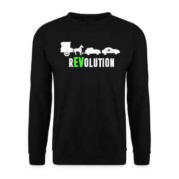 Drôle de voiture électrique rEVolution mobilité électrique - Sweat-shirt Unisexe - noir - Devant - Alina (178cm) & Michal (187cm)