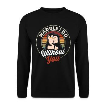 Lustig Pinguin Spruch Pinguine - Unisex Pullover - Schwarz - Vorne - Alina (178cm) & Michal (187cm)