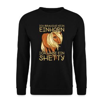 Shettypony Shetty Shetlandpony - Unisex Pullover - Schwarz - Vorne - Alina (178cm) & Michal (187cm)