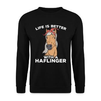 Cheval drôle Haflinger cheval galop anniversaire - Sweat-shirt Unisexe - noir - Devant - Alina (178cm) & Michal (187cm)
