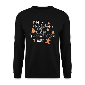 Weihnachten Adevent Plätzchen Spruch für Lebkuchen - Unisex Pullover - Schwarz - Vorne - Alina (178cm) & Michal (187cm)