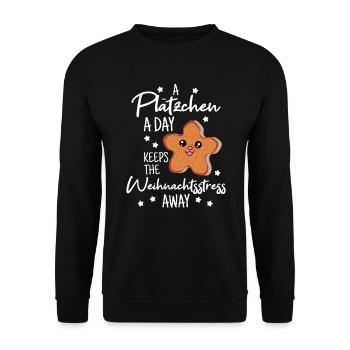 Weihnachten Adevent Plätzchen Spruch für Lebkuchen - Unisex Pullover - Schwarz - Vorne - Alina (178cm) & Michal (187cm)