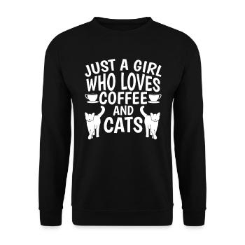 Funny Coffee And Cat Saying Caffeine Lover Barista - Unisex Sweatshirt - black - Front - Alina (178cm) & Michal (187cm)