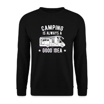 motorhome funny campsite motif motorhome - Unisex Sweatshirt - black - Front - Alina (178cm) & Michal (187cm)