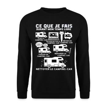 Camping-car humour idée cadeau papa maman - Sweat-shirt Unisexe - noir - Devant - Alina (178cm) & Michal (187cm)
