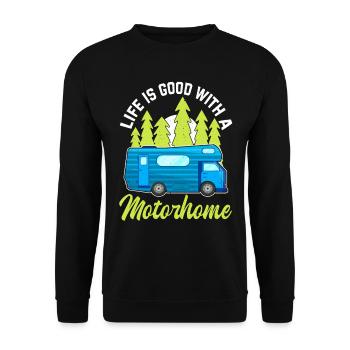 Camper Life is Good Motorhome Camping - Unisex Sweatshirt - black - Front - Alina (178cm) & Michal (187cm)