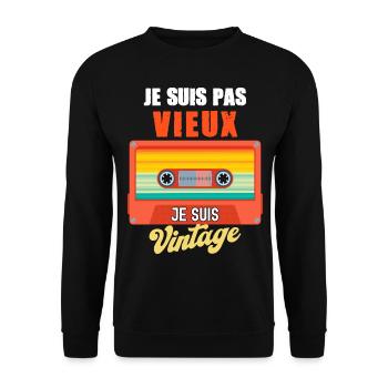 Je ne suis pas vieux je suis vintage - Sweat-shirt Unisexe - noir - Devant - Alina (178cm) & Michal (187cm)