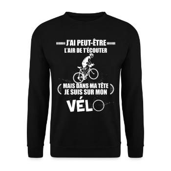 Le Vélo est ma pensée profonde humour cycliste - Sweat-shirt Unisexe - noir - Devant - Alina (178cm) & Michal (187cm)