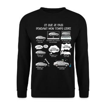 Voiture humour mon temps libre - Sweat-shirt Unisexe - noir - Devant - Alina (178cm) & Michal (187cm)