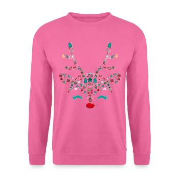 Rentier rote Nase Weihnachten Kopf Symbole X-mas - Unisex Pullover - Pink - Vorne