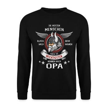 Großvater Geschenk für Wikinger Opa Opi vom Enkel - Unisex Pullover - Schwarz - Vorne - Alina (178cm) & Michal (187cm)