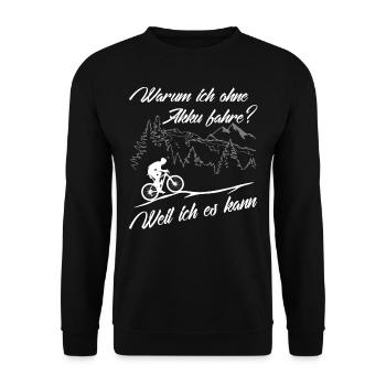 MTB - ohne Akku - weil ich es kann - Unisex Pullover - Schwarz - Vorne - Alina (178cm) & Michal (187cm)