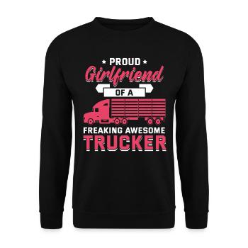Trucker Lkw-Fahrer Lkw-Fahrer-Freundin - Unisex Pullover - Schwarz - Vorne - Alina (178cm) & Michal (187cm)