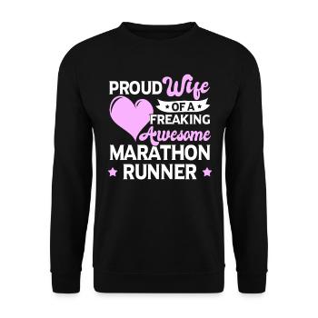 Laufen Joggen Marathon Läuferin Ehefrau - Unisex Pullover - Schwarz - Vorne - Alina (178cm) & Michal (187cm)