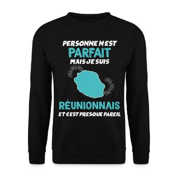 Humour Reunion citation Réunionnais - Sweat-shirt Unisexe - noir - Devant - Alina (178cm) & Michal (187cm)